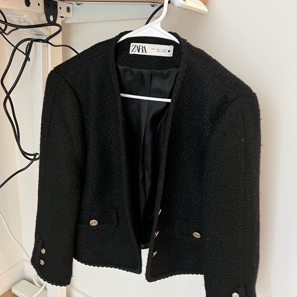 Zara Black Structured Cropped Blazer